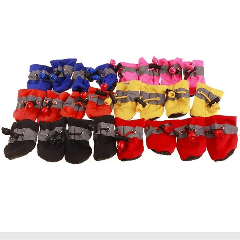 4pcs/set Waterproof Pet Dog Shoes - Anti-slip Rain Boots