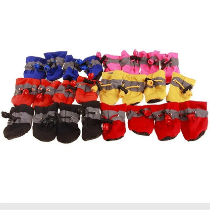 4pcs/set Waterproof Pet Dog Shoes - Anti-slip Rain Boots