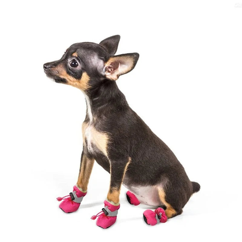 4pcs/set Waterproof Pet Dog Shoes - Anti-slip Rain Boots