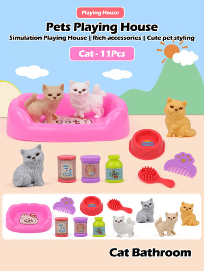 Cute Dog & Cat Pet Family Toy Set