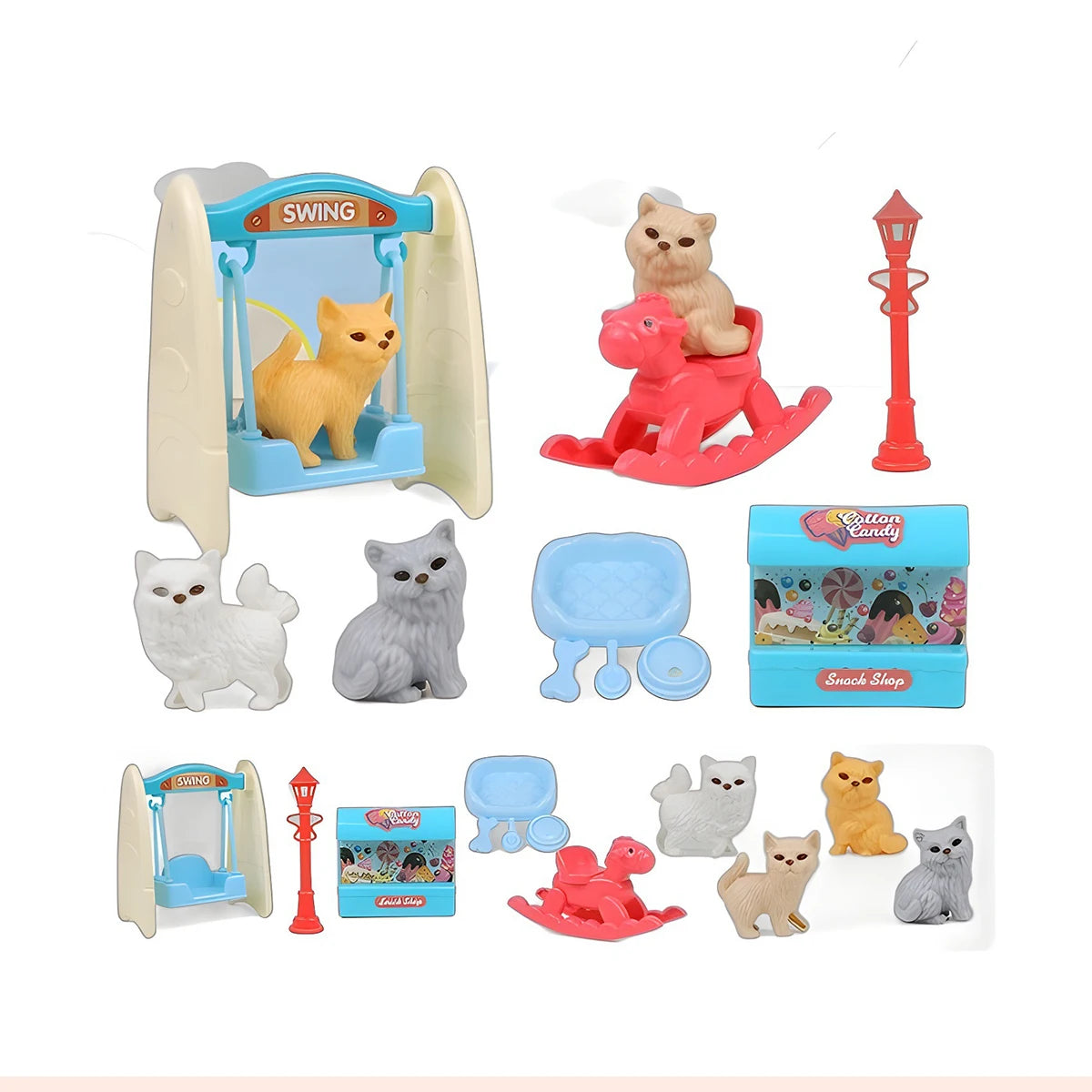 Cute Dog & Cat Pet Family Toy Set