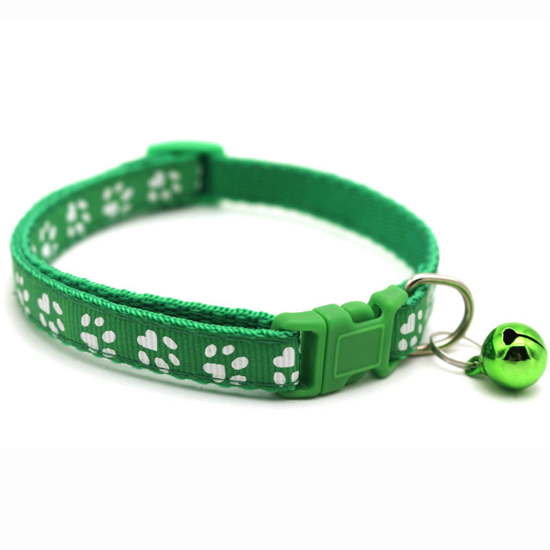 Pet Collar with Bell Cartoon Footprint