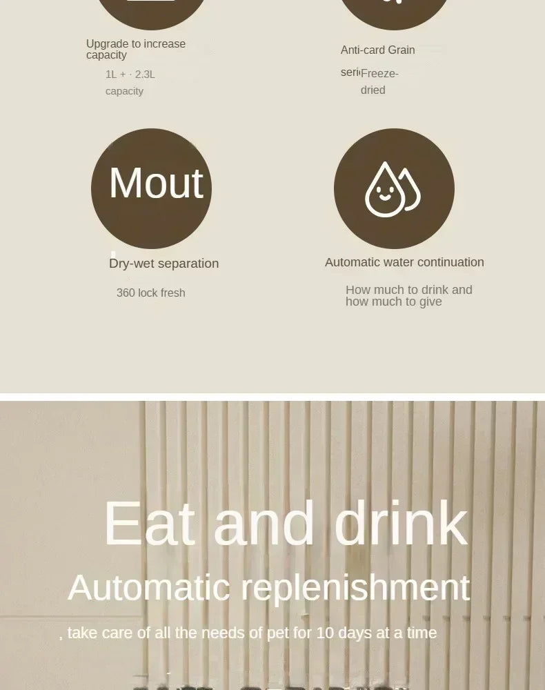 Automatic Feeder with Water Fountain for Cats and Dogs