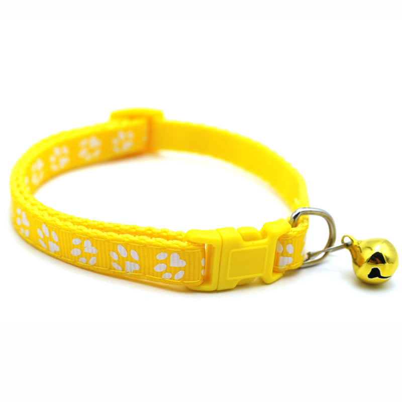 Pet Collar with Bell Cartoon Footprint