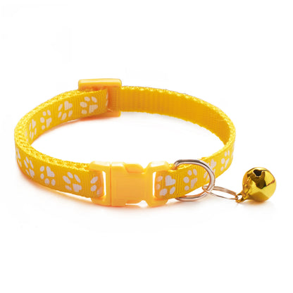 Pet Collar with Bell Cartoon Footprint