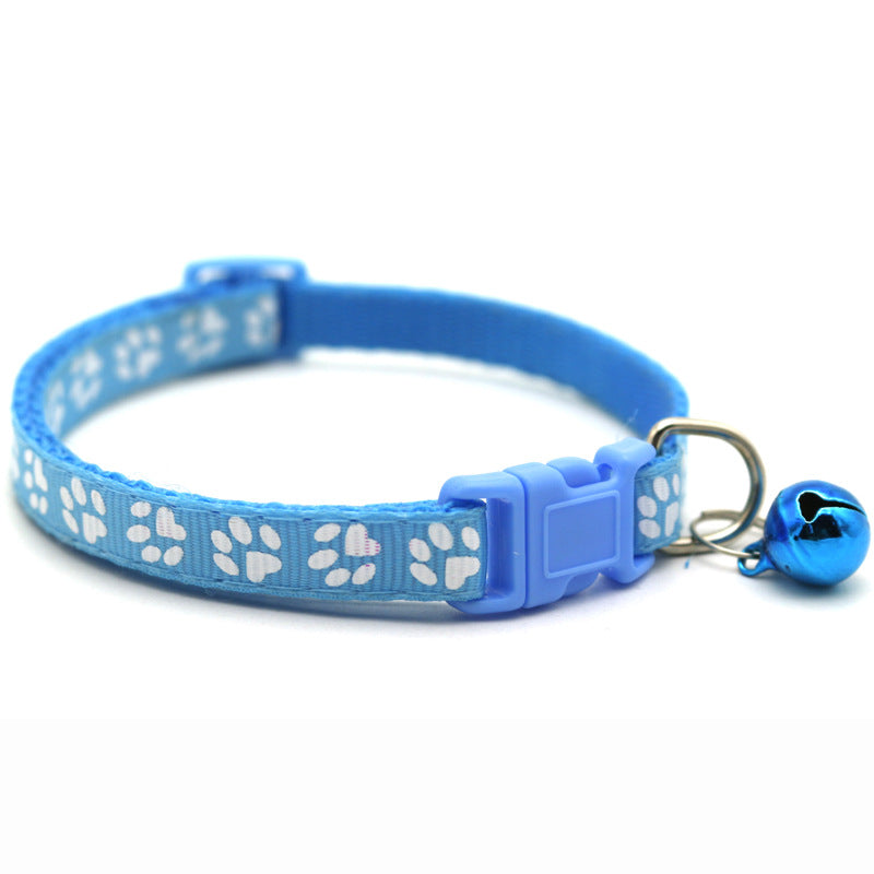 Pet Collar with Bell Cartoon Footprint