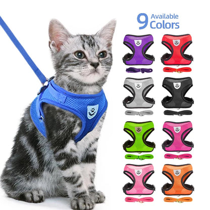 Cat Harness Vest & Walking Lead Leash for Puppies and Dogs