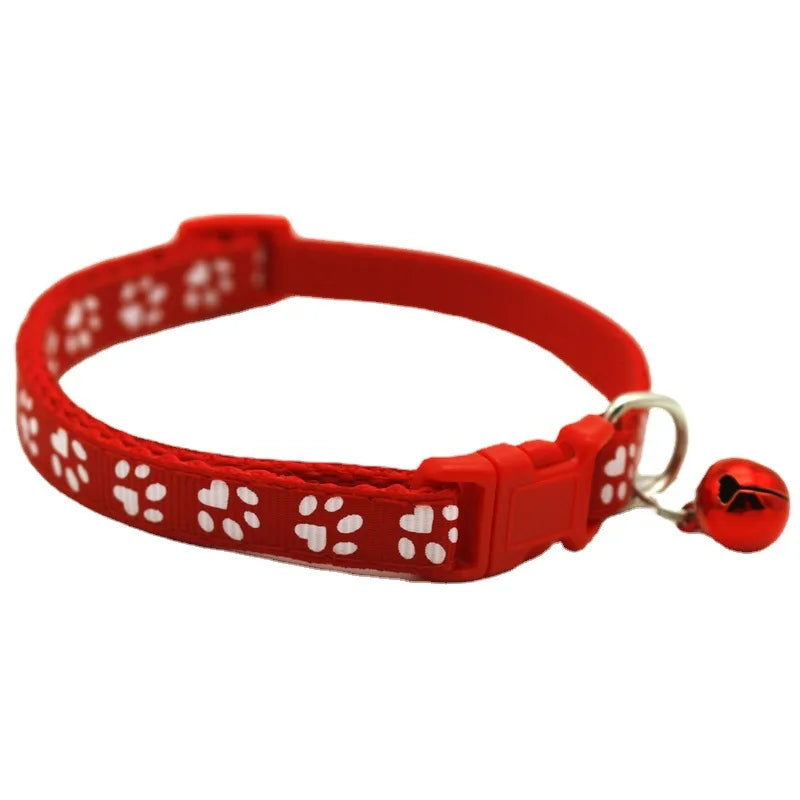 Pet Collar with Bell Cartoon Footprint
