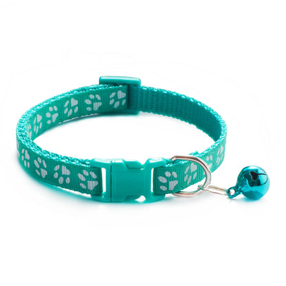 Pet Collar with Bell Cartoon Footprint