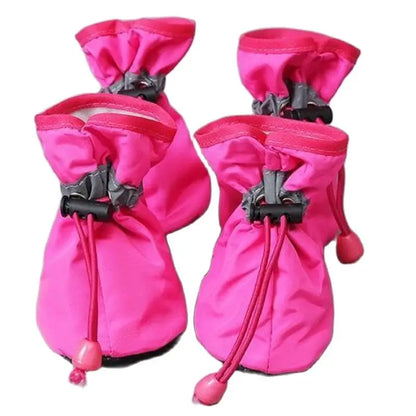 4pcs/set Waterproof Pet Dog Shoes - Anti-slip Rain Boots