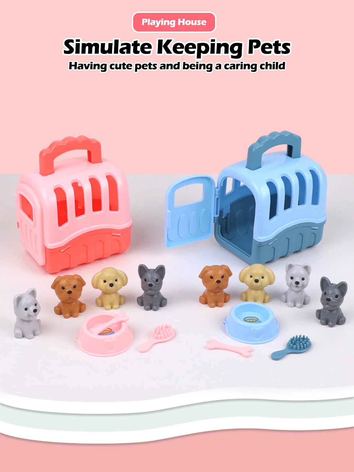 Cute Dog & Cat Pet Family Toy Set