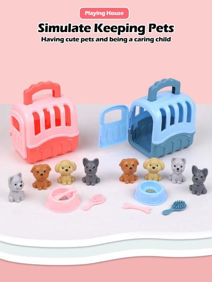 Cute Dog & Cat Pet Family Toy Set