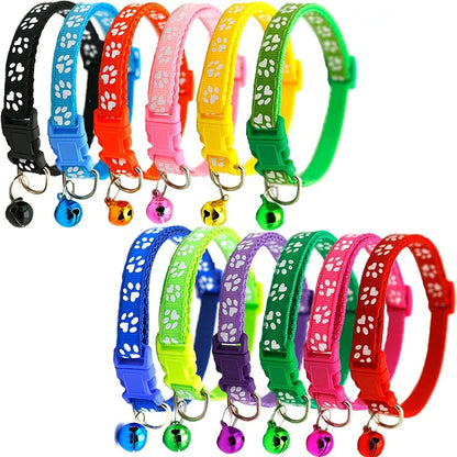 Pet Collar with Bell Cartoon Footprint
