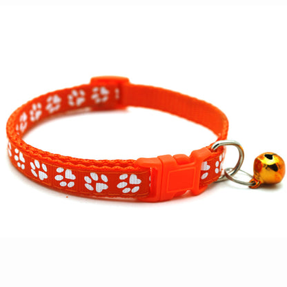 Pet Collar with Bell Cartoon Footprint