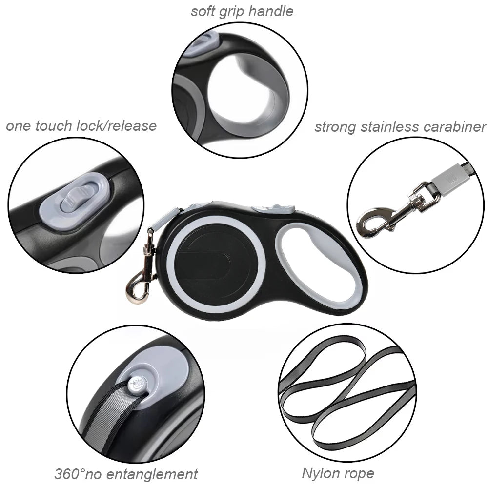 Retractable Dog Leash - 3m, 5m, 8m, 50kg Capacity