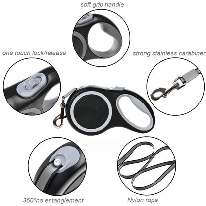 Retractable Dog Leash - 3m, 5m, 8m, 50kg Capacity