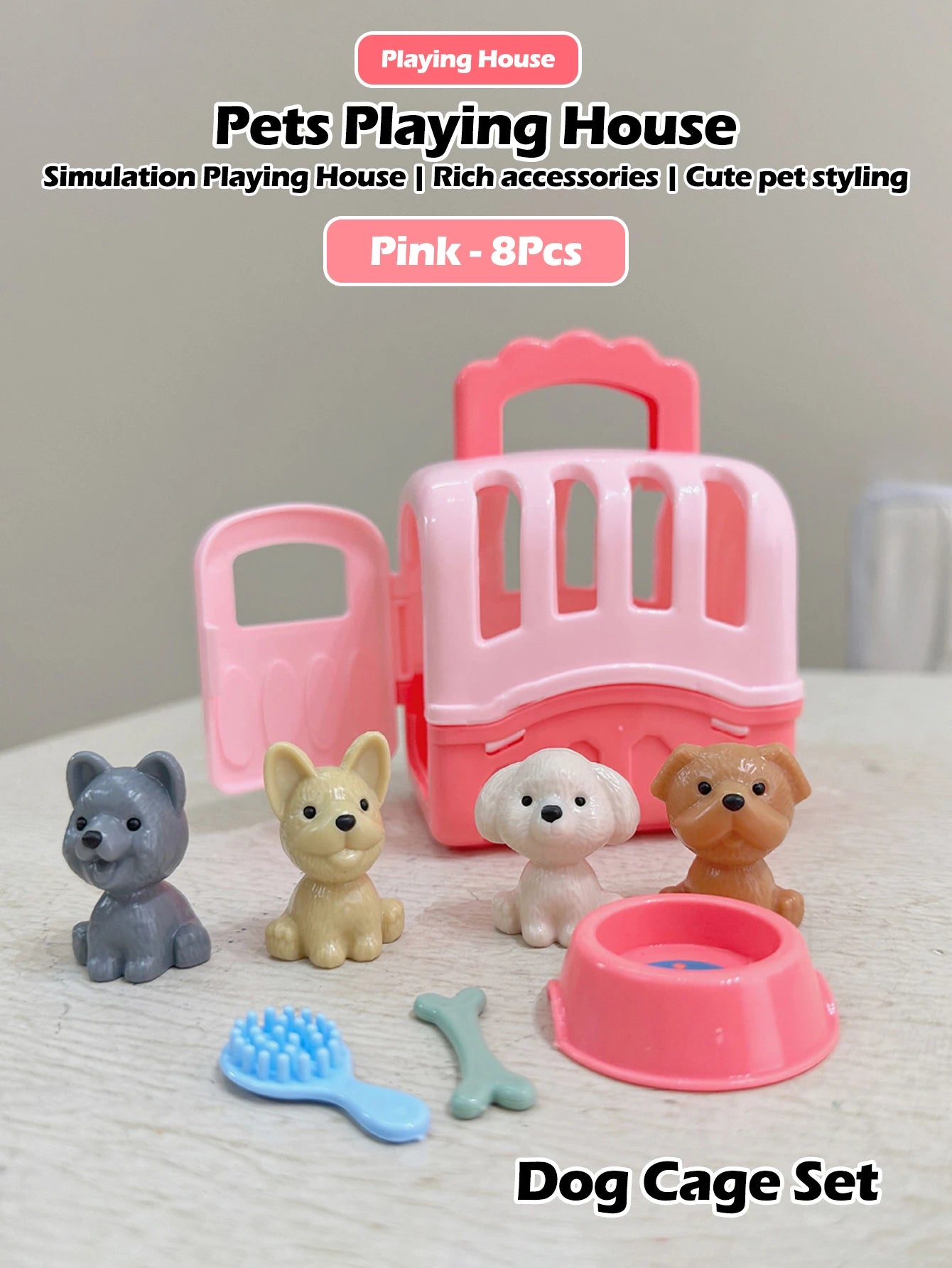 Cute Dog & Cat Pet Family Toy Set