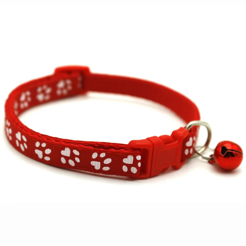 Pet Collar with Bell Cartoon Footprint