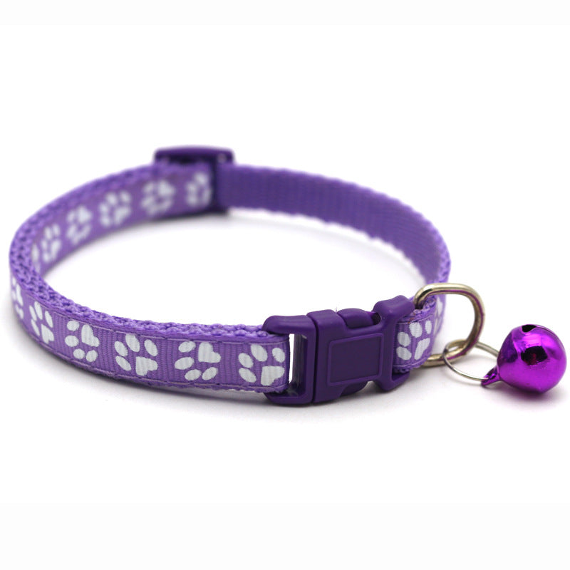 Pet Collar with Bell Cartoon Footprint