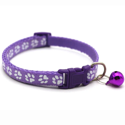 Pet Collar with Bell Cartoon Footprint
