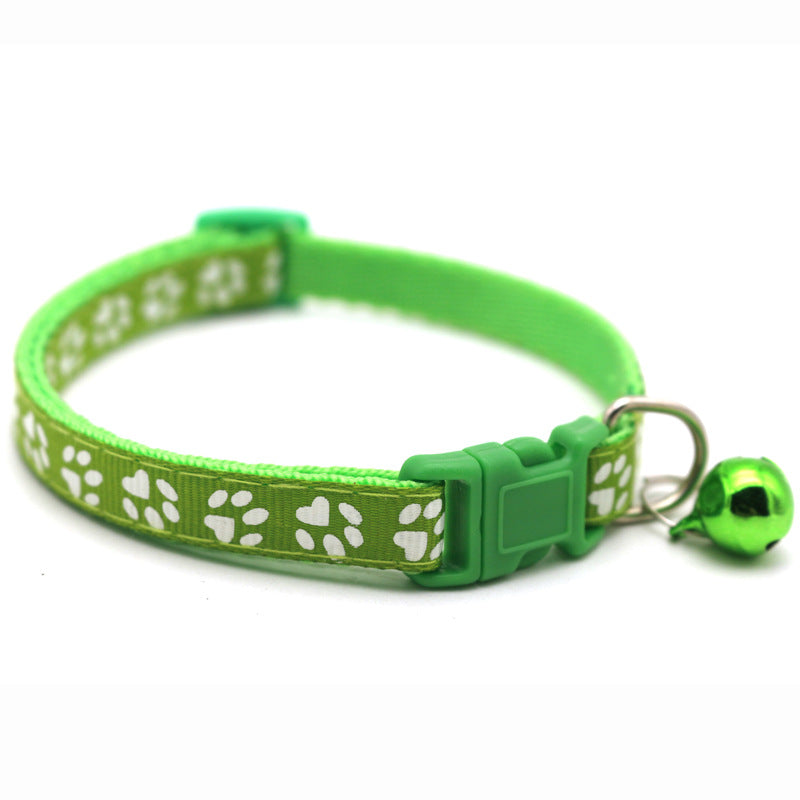 Pet Collar with Bell Cartoon Footprint