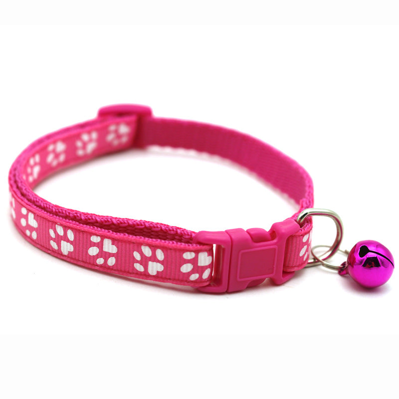 Pet Collar with Bell Cartoon Footprint