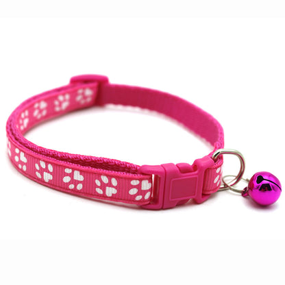 Pet Collar with Bell Cartoon Footprint