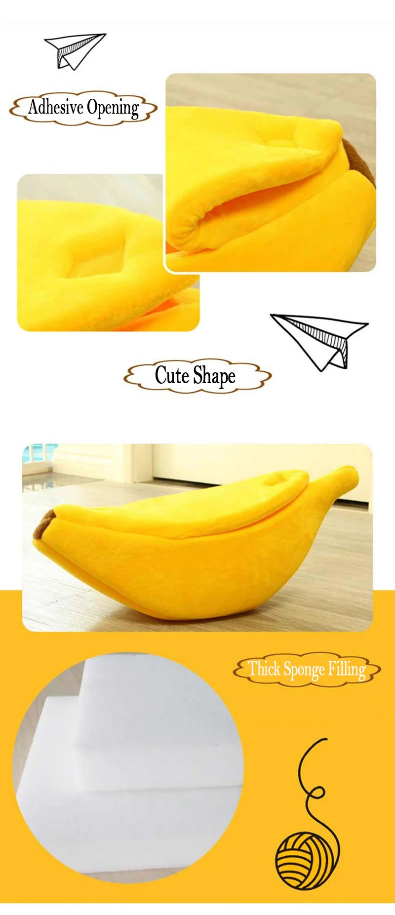 Banana Shaped Cat Bed – Cozy & Fun Nest for Pets