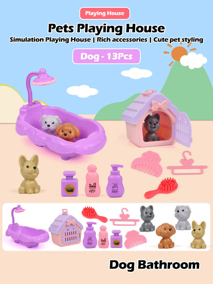 Cute Dog & Cat Pet Family Toy Set