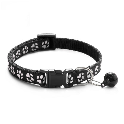 Pet Collar with Bell Cartoon Footprint