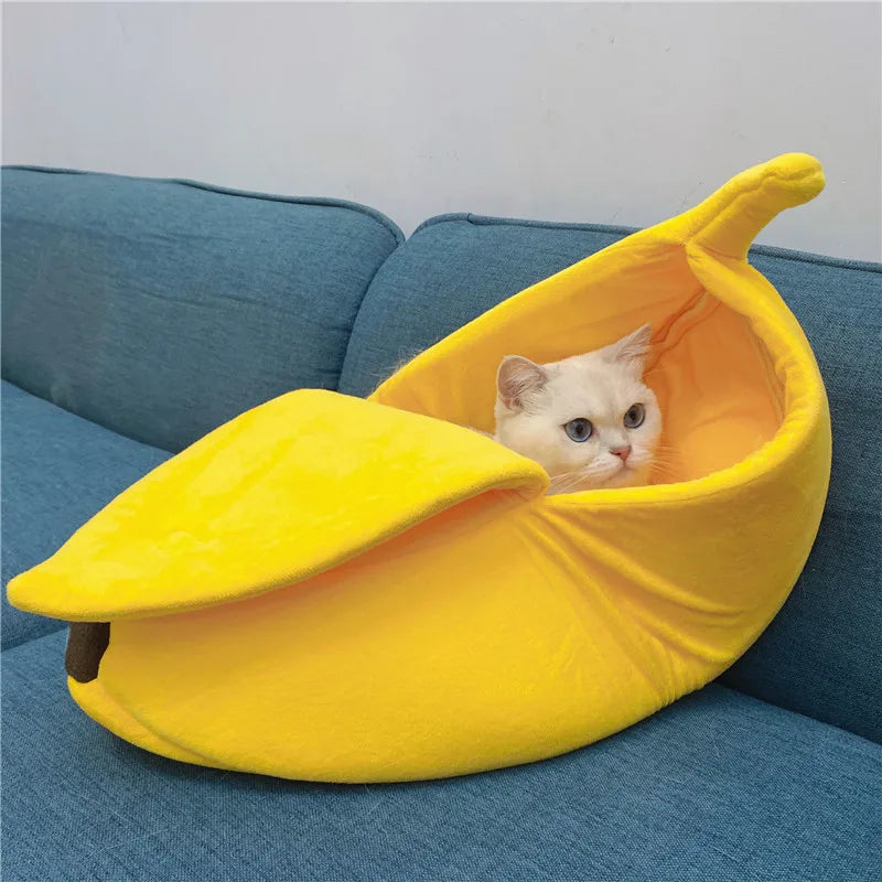 Banana Shaped Cat Bed – Cozy & Fun Nest for Pets