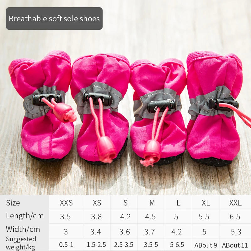 4pcs/set Waterproof Pet Dog Shoes - Anti-slip Rain Boots