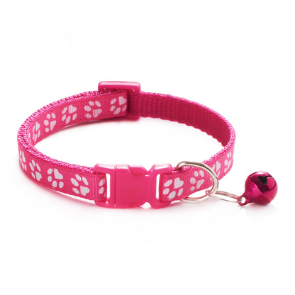Pet Collar with Bell Cartoon Footprint